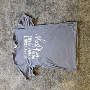 NEW Screen Printed T-shirt 'Sorry I Can't I Have Plans With My Dog' Grey Medium